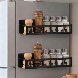 2 Pack Deer Magnetic Spice Rack for Refrigerator Metal Magnet Basket Shelf for Fridge Seasoning Storage Organizers Home Decor Kitchen Accessories