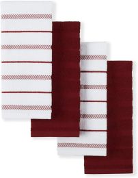 Albany Kitchen Towel 4-Pack Set, Smoked Paprika Red/White, 16"x26"