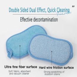 Dish Sponge Kitchen Sponges,Scrub Sponges,Double Sided Cleaning,Non Scratch,Ultra fine Fiber Wiping+Stainless Steel Wire to Remove Stubborn Stain