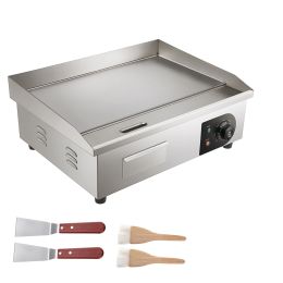 Commercial Electric Griddle, 21", 1600W Countertop Flat Top Grill, Stainless Steel Grill with Non Stick Iron Cooking Plate