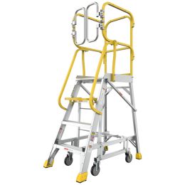 4 Step 375lbs Aluminum Rolling Platform Ladder (Option: Silver)