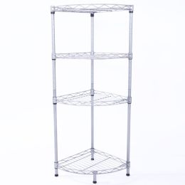 4Tier Wire Shelving Rack Metal Storage Shelf Unit For Laundry Bathroom Kitchen Pantry Closet (Option: Silver)