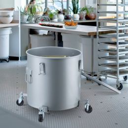 Fryer Grease Bucket, 8 Gal Oil Disposal Caddy With Caster Base, Carbon Steel With Rust-Proof Coating, Oil Transport Container With Lid, Lock Clip (Option: Grey)