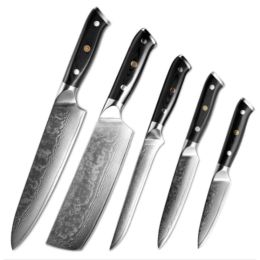 Japanese Damascus steel knife kitchen knife fruit knife (Option: 5Pcs)