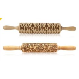 Rolling Pin Christmas Embossing (Option: Reindeer+B 35cm)