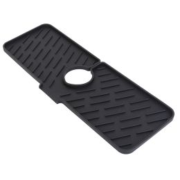 1Pc Silicone Faucet Mat Kitchen Sink Splash Guard Drain Mat Drying Pad Kitchen Mat Bathroom Drip Catcher (Option: Black)