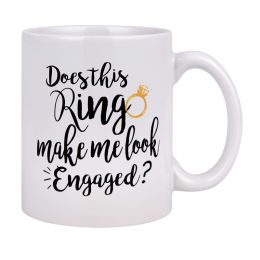 Engaged Mug, New Gift For Women, A Ceramic Coffee And Tea Cup 325ml (Option: White)