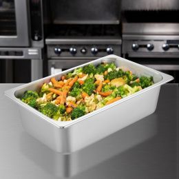 6 Pack Steam Table Pans 20.9 X 12.8 X 5.9 Inch Deep Steam Table Pan Full Size 20.5L Deep Food Container Stainless Steel Oven Tray Hotel Pans Anti (Option: Natural)