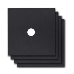 4-Pack Reusable Nonstick Stovetop Burner Protector Liner (Option: Black)