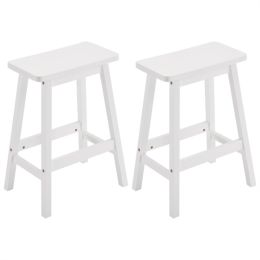 2pcs Pine Wood Saddle Seat Bar Stool White (Option: Defaulttitle)