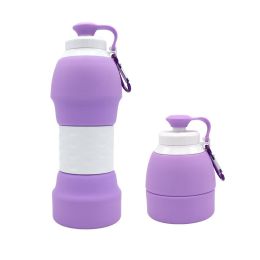 Silicone folding water bottle (Option: Purple)