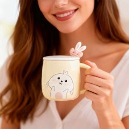 Rabbit Bow Ceramic Mug-Light Blue (Option: 6926398661866)