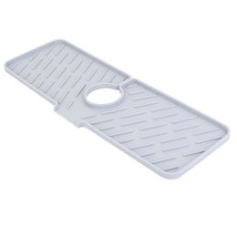 1Pc Silicone Faucet Mat Kitchen Sink Splash Guard Drain Mat Drying Pad Kitchen Mat Bathroom Drip Catcher (Option: Grey)