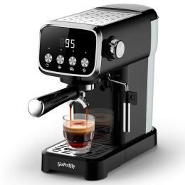 20 BAR Slim Espresso Machine With Milk Frother, Cup Warmer, 43 OZ Detachable Tank, For Espresso, Americano, Latte, Space-Saving, Screen Button, B (Option: PLJY0110)