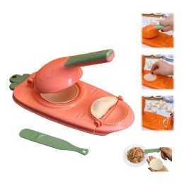 1pc 10in/9in 2-In-1 Dumpling Maker - Kitchen Utensil For DIY Dumpling Moulds And Dough Pressing - Stainless Steel Dumpling Skin Press With Non-Sl (Color: Pink)