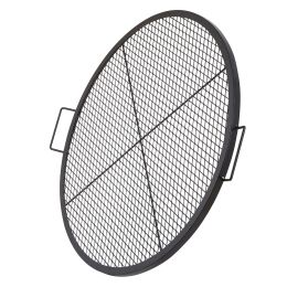 X-Marks Fire Pit Grill Grate, Round Cooking Grate, Heavy Duty Steel Campfire BBQ Grill Grid with Handle and Support X Wire (Shape: Round, size: 36 inches)