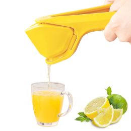 Manual Lemon Squeezer Fold Flat Design Effortless Hand Lemon Juicer Squeezer Manual Citrus Juicer with Sideways Pivot Increase Leverage Reduce Ef (Color: Yellow, size: One size)