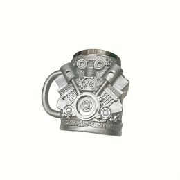 V6/V8 Engine Design Mug - Heavy-Duty Metal Construction, Double-Wall Insulated Cup With Non-Slip Grip - Vintage Automotive Beer Cup, Coffee Mug G (Option: V8)