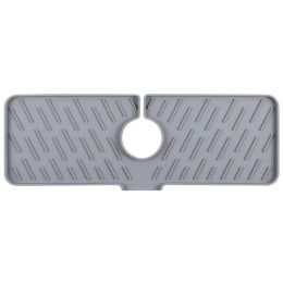 Silicone Faucet Mat Kitchen Sink Splash Guard Drain Mat Drying Pad (Option: Grey)